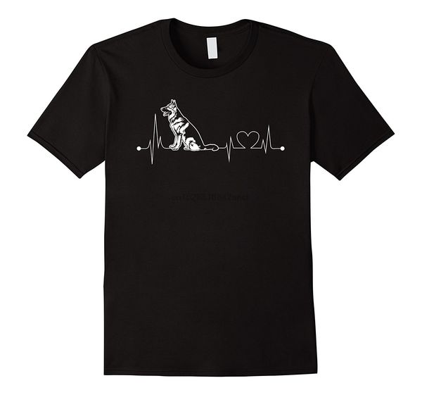 

german shepherd heartbeat t-shirt printed pure cotton mens short sleeve hipster tees tee print short sleeve t shirt