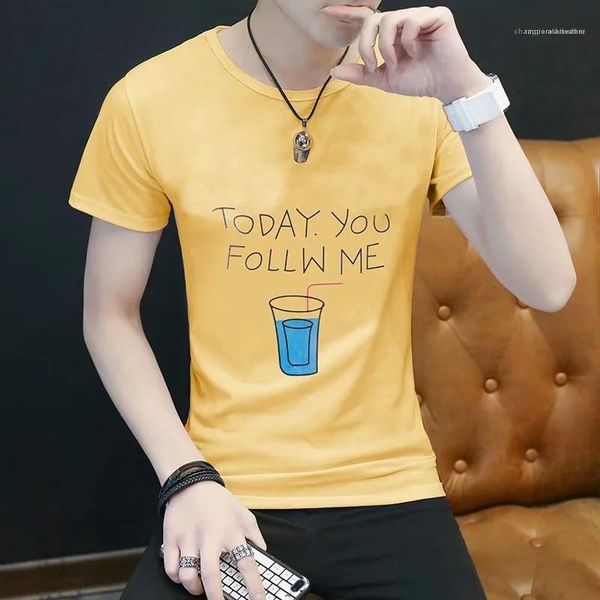 

short sleeved mens summer today you follow me letter print clothing mens designer tshirts fashion males crew neck, White;black