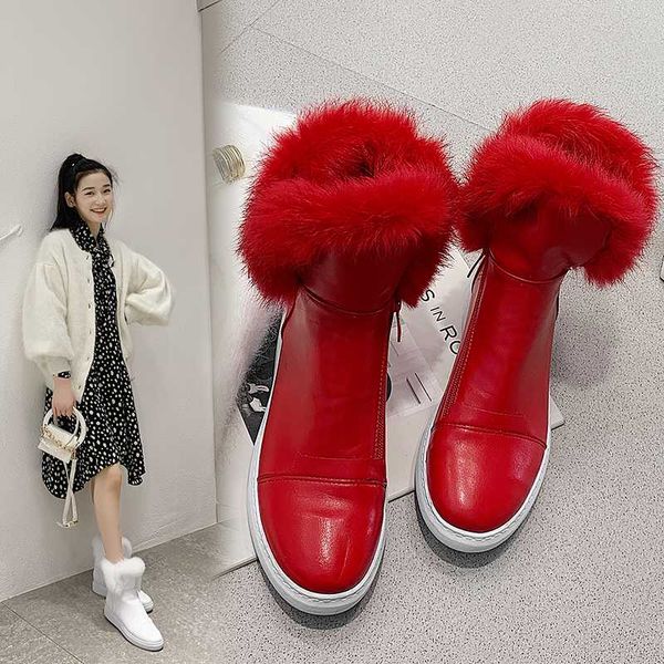 

ins women ankle boots 22-26.5 cm pu+ faux fur thick snow boots ankle for women winter warm shoes, Black