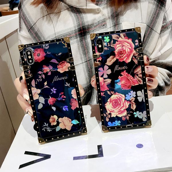 Quadrado Blu-Ray Rose Flores Show Case para iPhone 13 12 11 Pro Xs Max XR X 8 7 6 PLUS PLUS CASO PARA SAMSUNG NOTA 20 PLUS S20 Ultra Plus