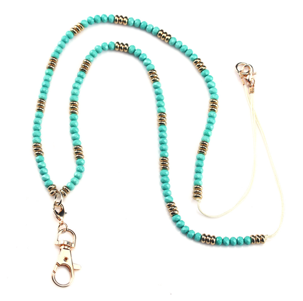 

chains 2021 anti-theft necklace turquise beads lanyard for women fashion practical keys badegs phones, Silver