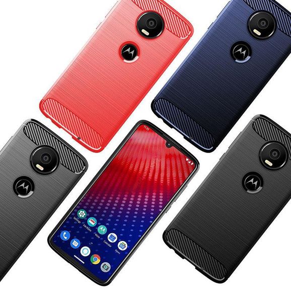 

carbon fiber texture slim armor brushed tpu case cover for motorola moto one vision one pro z4 z4 force z4 play 350pcs/lot