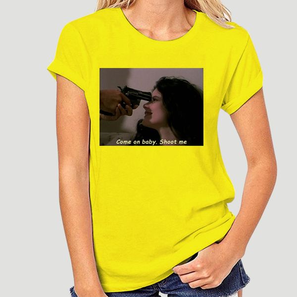 

come on baby shoot me summer loose vintage casual wo harajuku print letters dark large size punk fun gothic ins t-shirt-0018a