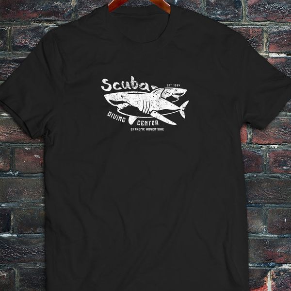 

2019 new casual cool tee shirt scuba div shark extreme adventure deep ocean mens black t-shirt t-shirt