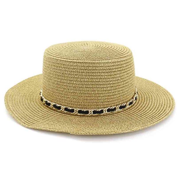 

wzcx 2020 new fashion solid color adjustable straw hat casual tide summer rope women's hat flat cap, Blue;gray