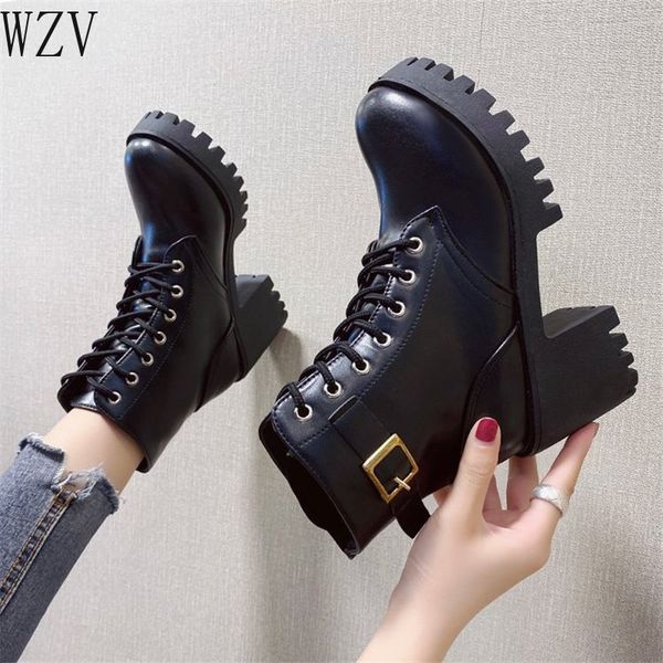 

2020 new women boots pu high heels zapatos mujer fashion high heels ladies boots women pumps side zipper hy116, Black
