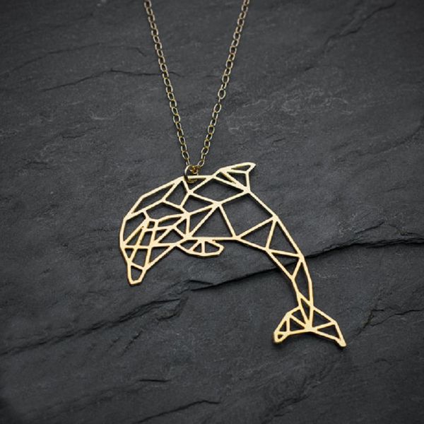 

fashion big dolphin necklace stainless steel hollow super quality personality jewelry trend jewelry necklaces special gift, Silver