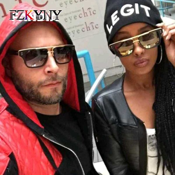

fzkyny classic vintage square sunglasses women men brand designer retro steam punk sunglasses male rock eyewear big frame gafas, White;black
