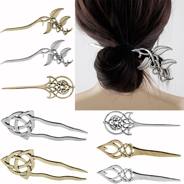 

женщины аксессуары для волос металл волос pin ювелирных изделий классические палочки tasselless grip-клип шпильки национальный ветер деревоо, Golden;silver