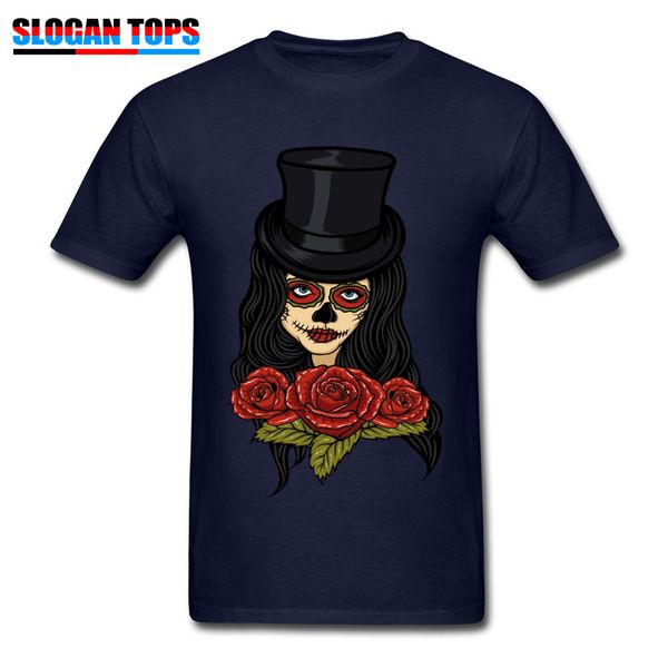 

men t-shirts skull rose print tshirt crew neck blue clothes 100% cotton tattoo grimace puppet & tees fashionable tshirts