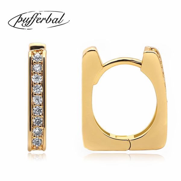 

vintage earrings for women gold color square statement earrings inlaid zircon metal earring fashion jewelry 15mm zk40, Golden