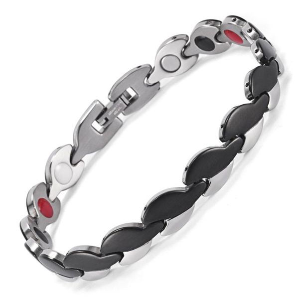 

link, chain fashion jewelry good for health bracelet brand stainless steel anti-fatigue bracelets men/women, Black