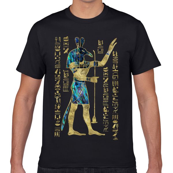 

топы t shirt men египетской seth орнамент золото и ушко смешного белого geek короткой мужской тенниска xxxl