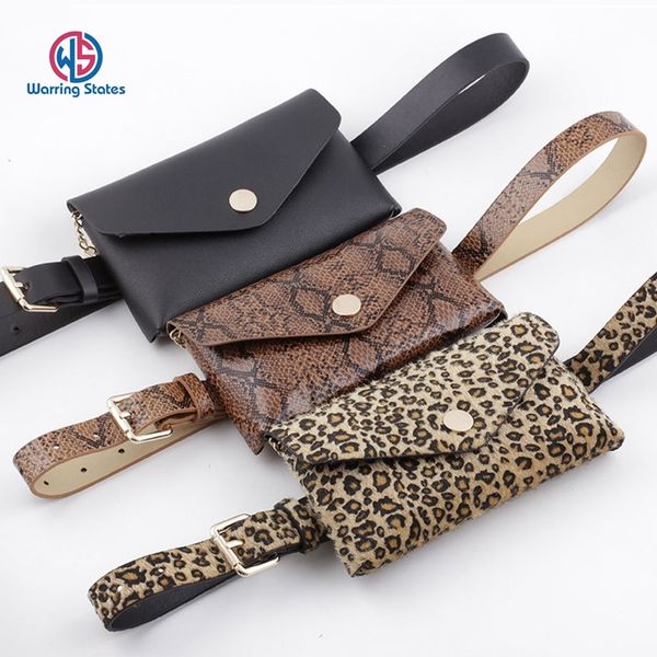 

women's leopard snake print fanny pack pu leather mini waist bag for women designer luxury women's chest bag handbag, Black;brown