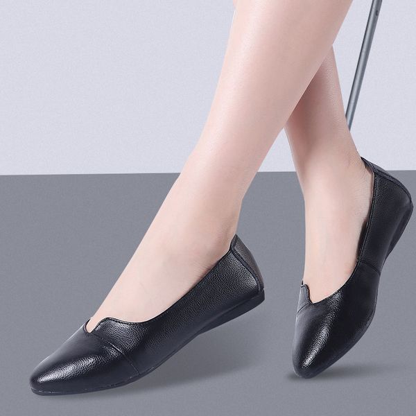 

скольжение на обувь для женщин lightweight женщина квартиры мокасины черные кроссовки женские комфортное плоский кожаный ботинок балета разм, Black