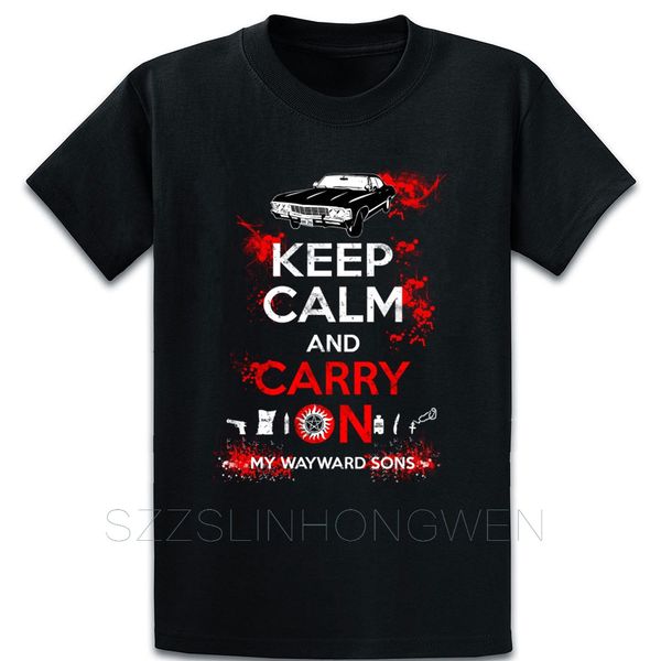 

supernatural keep calm and carry on t shirt graphic fashion tee shirt spring autumn streetwear slim custom round collar shirt
