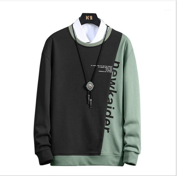 

loose sweatshirts fashion pullover panelled clothing letter printed crew neck mens tees casual mens designer sports, Black
