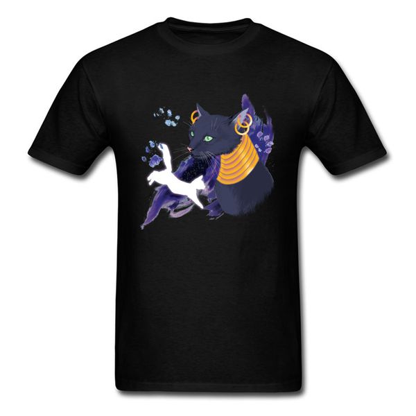 

brand new bastet print men t-shirt cat cartoon painting male awesome design black t shirts