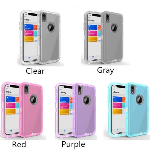 

3 in 1 clear robot phone case defender transparent protector for iphone 11 pro max x xs xr xs max samsung galaxy note10 s10 s9 s8 plus