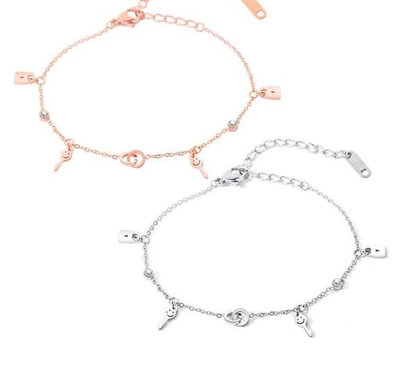 

link, chain simple double bracelet titanium steel rose-plated gold, Black