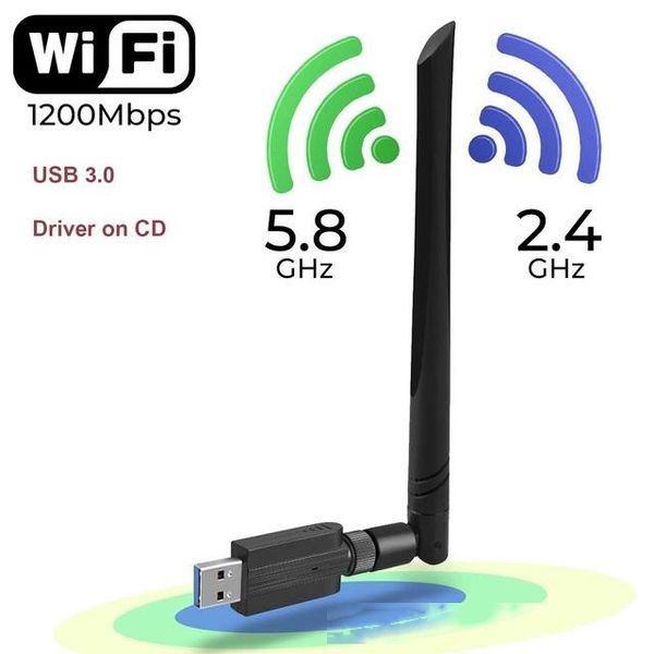 

computer & office amkle 1200mbps wireless wifi adapter 600mbps fee driver usb lan ethernet 2.4g 5.8g dual band usb network card