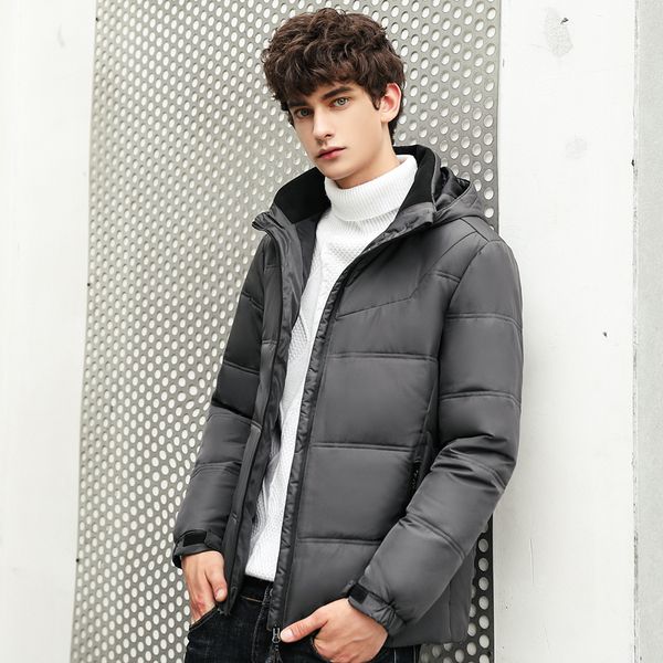 

2020 duck down jacket men short warm thick quality zipper hooded down coats male overcoat jackets winter men jacket, Black