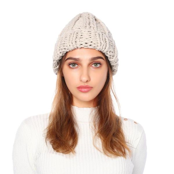 

beanie/skull caps winter women hat 2021 autumn faux fur female warm cap knitted beanie girl hats woman bonnet femme chunky thick stretchy, Blue;gray