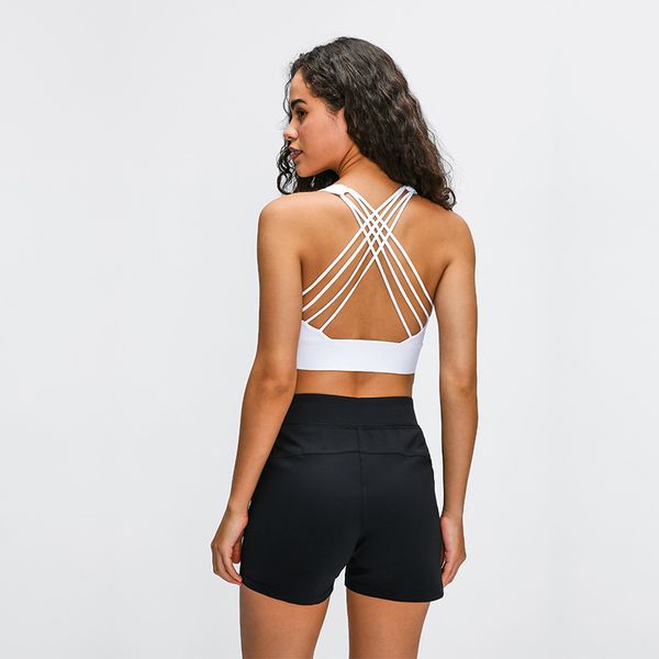 

padded sport bras lady breathable quick dry cross back crop nake-feeling tank with removable chest pads running bras, White;red