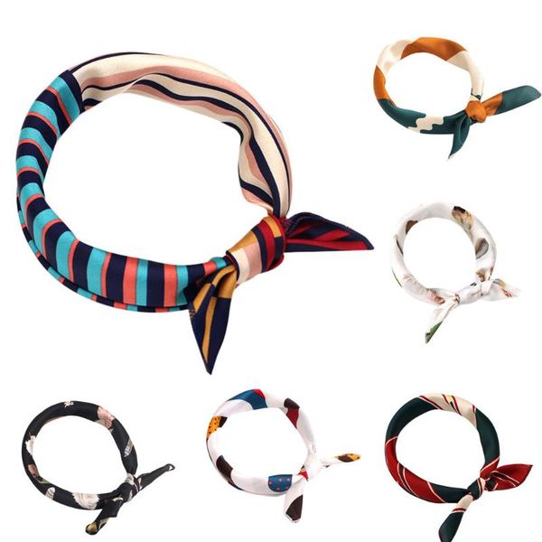 

sagace scarfs 2020 new fashion girls student cute square scarf wraps scarves printed kerchief neck scarf foulard bandana, Blue;gray