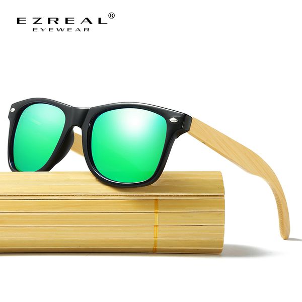 

sunglasses ezreal wood bamboo legs men women wooden polarized with original package, White;black