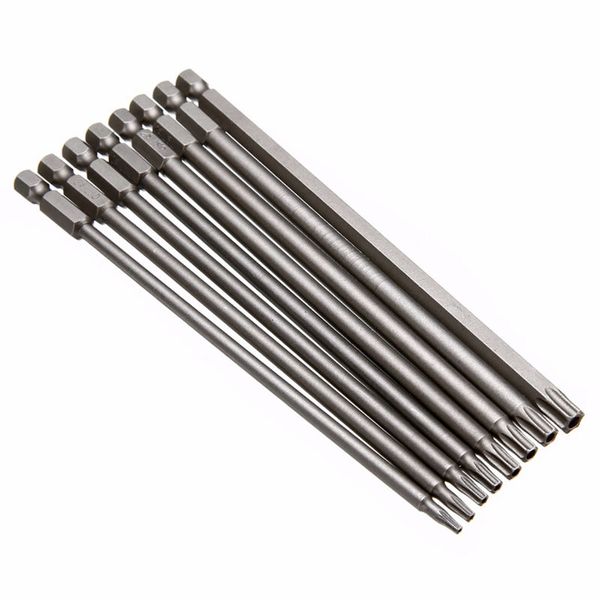 

8pcs 150mm length long steel magnetic security electric screw driver set t8-t40