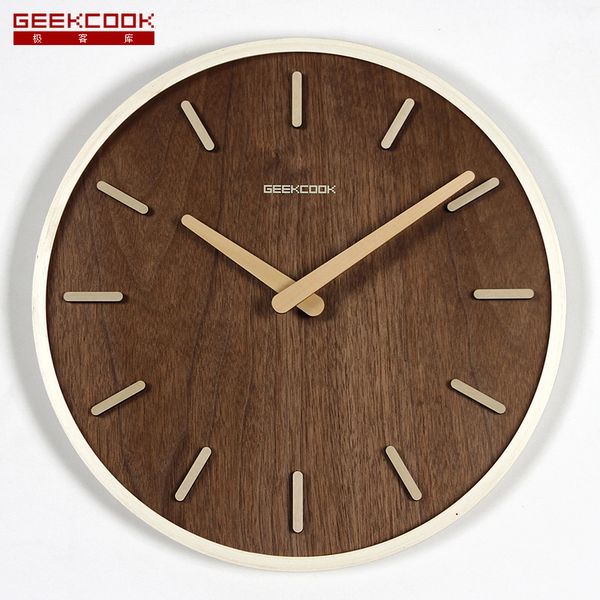 

round wood 3d retro wall clock living room kitchen silent bedroom nordic wall clock duvar saati home decor bw50wc