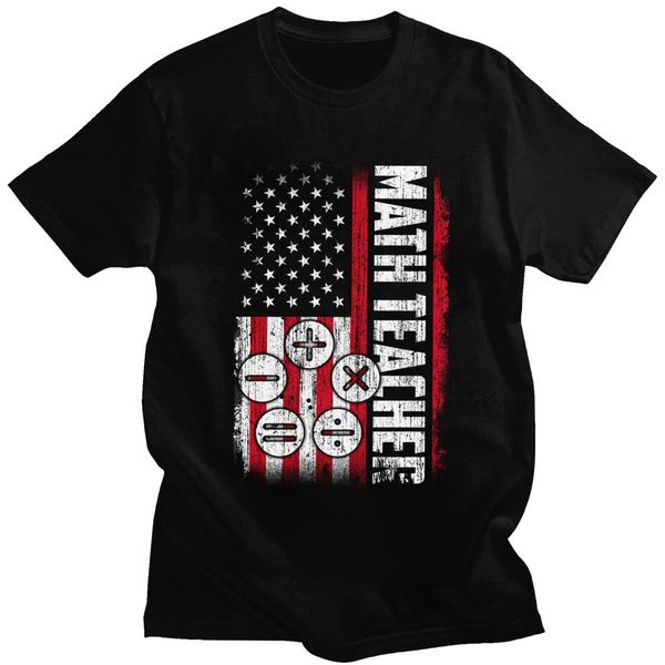 

vintage grunge style math teacher t shirt men american flag short sleeves cotton tee o-neck funny quotes sayings gift t-shirt