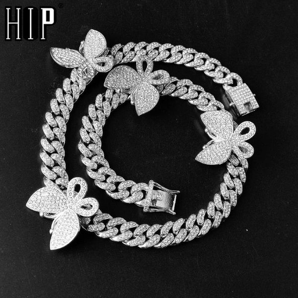 

hip hop iced out асфальтовой стразы 12mm золото полного майами снаряженной кубинский цепь с бабочка choker ожерелье для мужчин choker ювелир, Silver