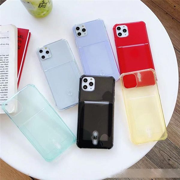 

transparent card holder phone case for iphone 11 pro x xr max 6 6s 7 8 plus id credit slot soft tpu back cover fundas factory direct