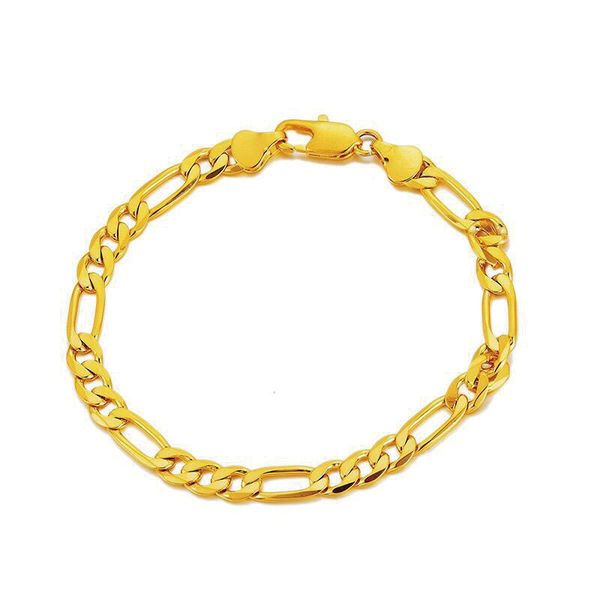 

link, chain mxgxfam ( 20 cm x 5.6 mm ) 24 k yellow gold color figaro 3:1 bracelet jewelry for men women designs allergy free, Black