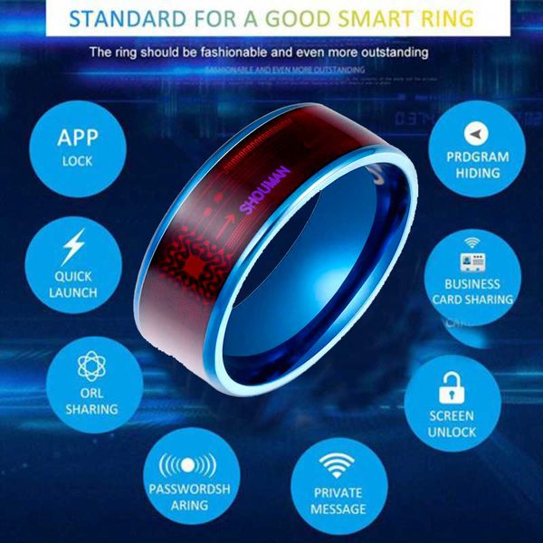 

fashion men's smart ring magic wear nfc ring finger digital for android phones with functional couple stainless steel, Golden;silver
