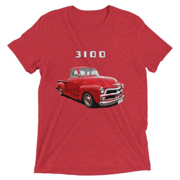 

red chevy 3100 antique pickup truck tri blend short sleeve t shirt