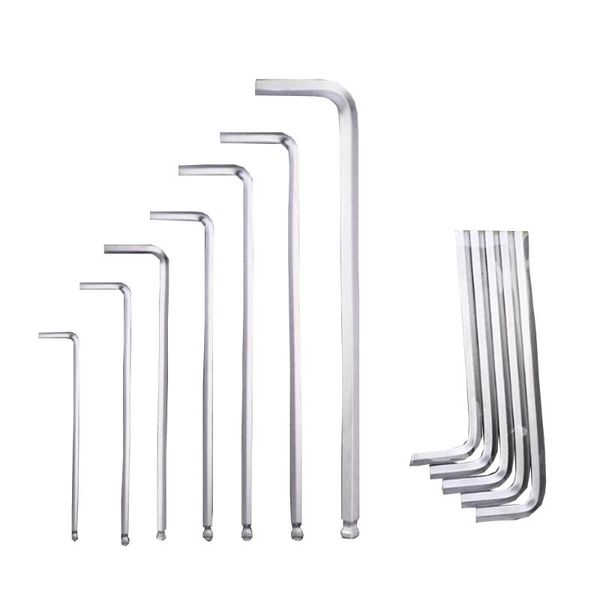 

high-quality hardware tools single l-shaped spherical end rod 5mm silver allen key