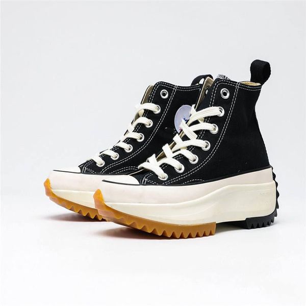 

british clothing brand joint j.w.chuck run star hike1970s super sponge cake zigzag bottom fashion high-canvas sneakers, Black;red