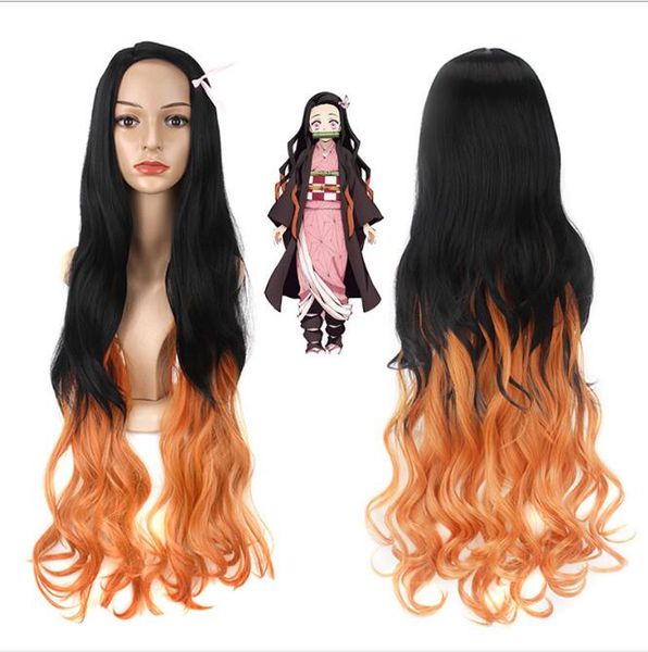 

kano ghost killing blade kitchen door you beans black gradient orange long curly hair color matching animation cos spot