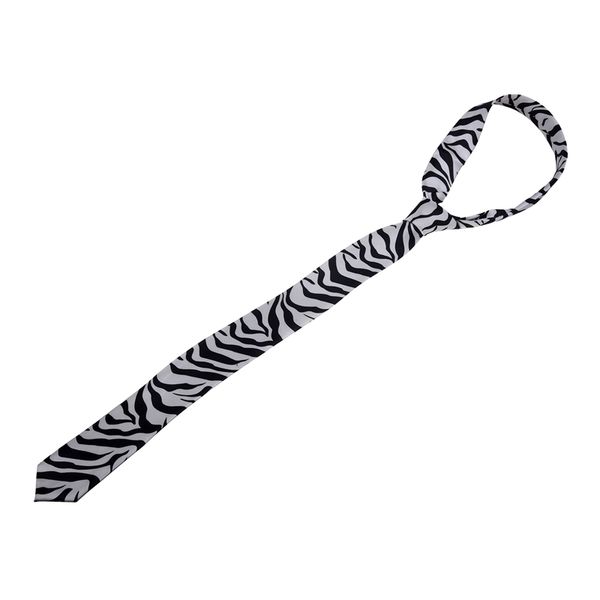 

casual necktie skinny slim narrow neck tie - zebra, Black;gray