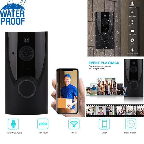 

doorbells home wifi smart wireless security doorbell visual intercom recording video kits night-vision wideangle pir door bell 720p