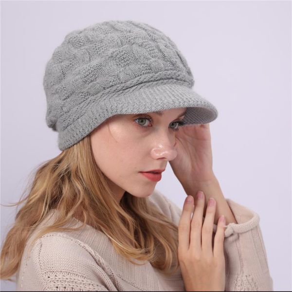 

new arrival stylish autumn winter warm women braided crochet wool knitted beanie beret ski ball cap baggy solid hat skullies, Blue;gray