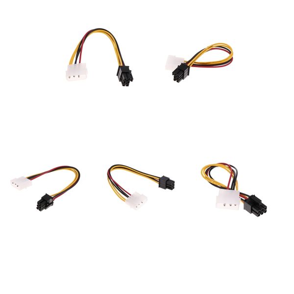 

5pcs pci-e 4 pin to 6 pin display extension graphics video power cable