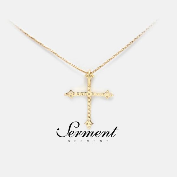 

serment gold silver color fashion cross crystal pendant necklace gilded box chain necklace female choker neck zircon stone gift