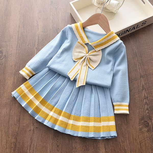 

clothing sets keelorn girls clothes autumn 2021 fashion kids long sleeve princess sweater cute skirt 2pcs 2-6 years kid, White