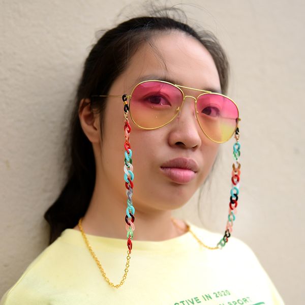 

moon girl gold plated acrylic glasses chain for women anti slip reading eyewears cord mask holder neck strap lanyard dropship, Silver