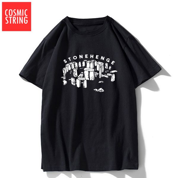 

cosmic string mens tee shirts casual short sleeve men t shirt 100% cotton stonehenge print men tshirt summer loose men t-shirt