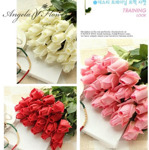 

11pcs/lot) fresh rose artificial flowers real touch rose flowers, home decorations for wedding party or birthday t200103